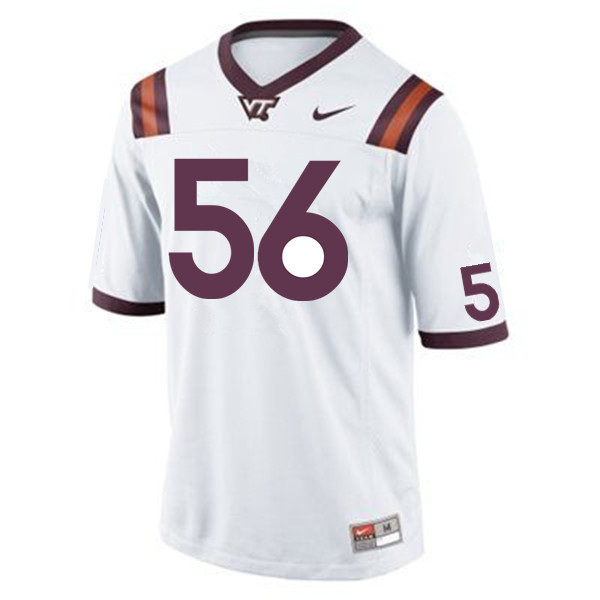 Men #56 Justin Beadles Virginia Tech Hokies College Football Jersey Sale-White - Click Image to Close
